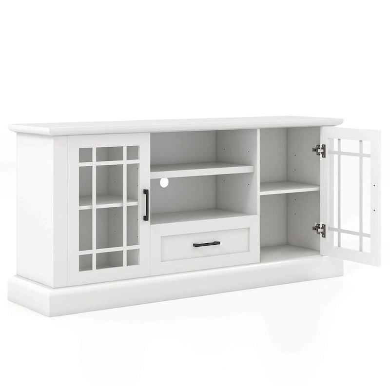 Meuble TV de style rustique pour téléviseurs jusqu'à 70 po, avec portes vitrées