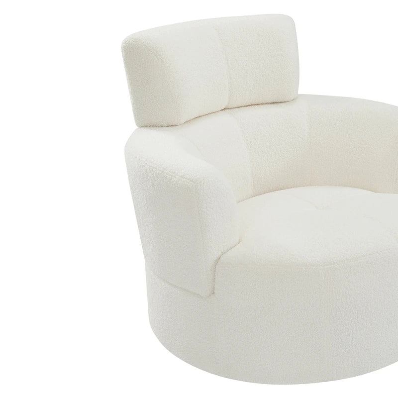 Fauteuil pivotant en polyester avec rotation à 360°, appui-tête réglable et revêtement en polaire berbère - Capacité de 145 kg
