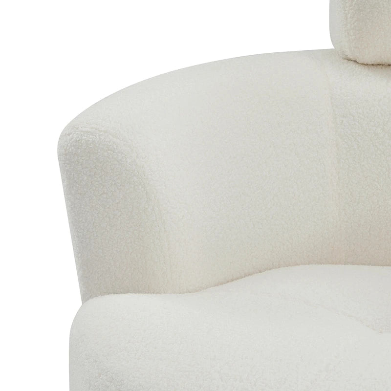 Fauteuil pivotant en polyester avec rotation à 360°, appui-tête réglable et revêtement en polaire berbère - Capacité de 145 kg
