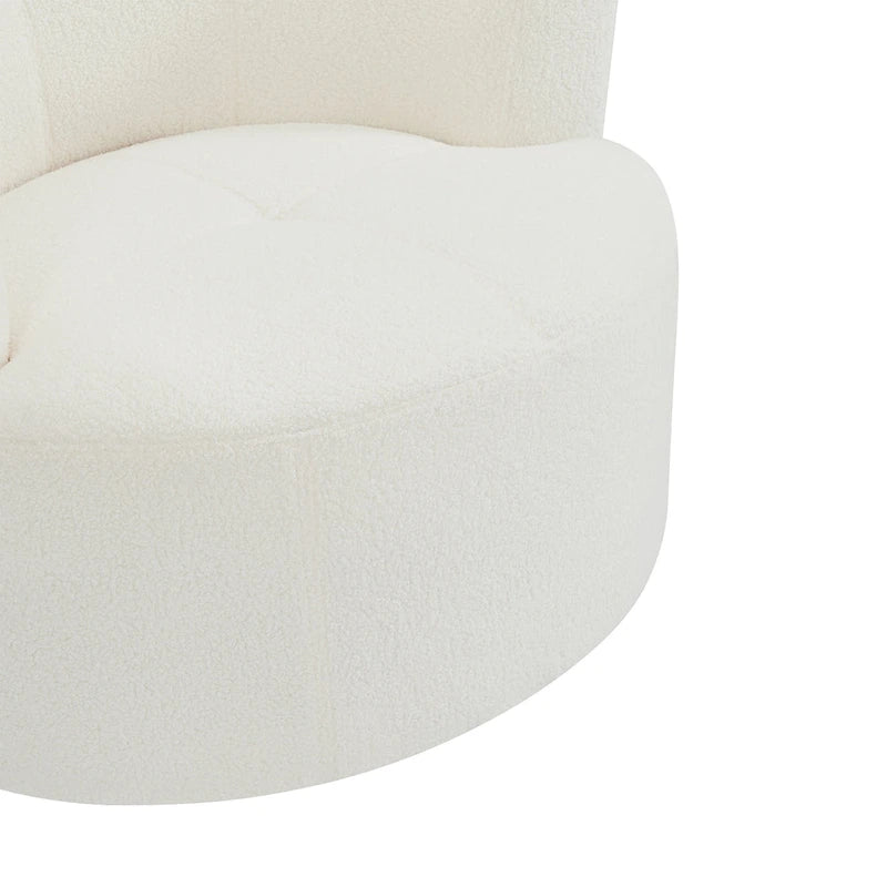 Fauteuil pivotant en polyester avec rotation à 360°, appui-tête réglable et revêtement en polaire berbère - Capacité de 145 kg