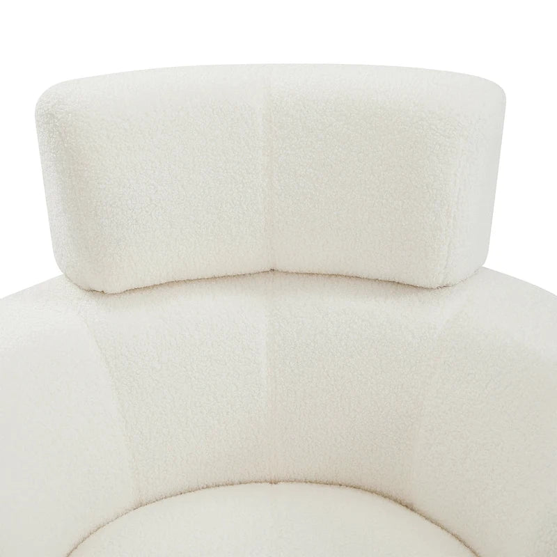 Fauteuil pivotant en polyester avec rotation à 360°, appui-tête réglable et revêtement en polaire berbère - Capacité de 145 kg