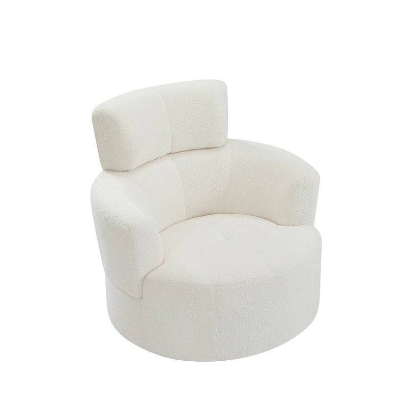 Fauteuil pivotant en polyester avec rotation à 360°, appui-tête réglable et revêtement en polaire berbère - Capacité de 145 kg