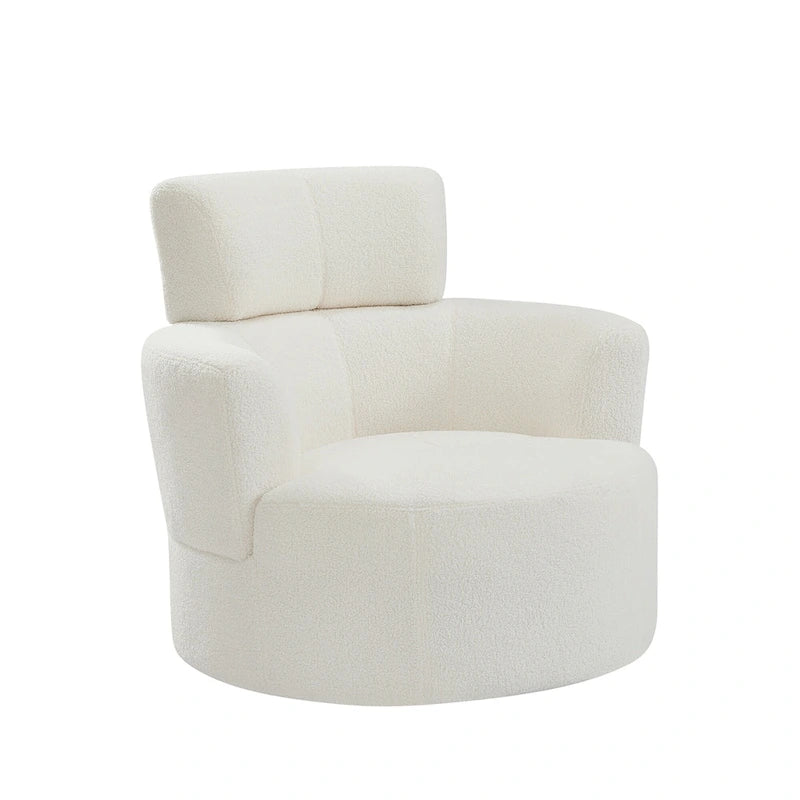 Fauteuil pivotant en polyester avec rotation à 360°, appui-tête réglable et revêtement en polaire berbère - Capacité de 145 kg