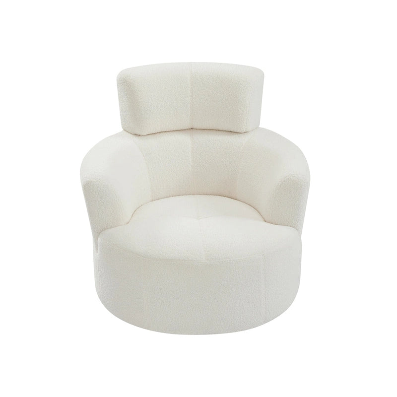 Fauteuil pivotant en polyester avec rotation à 360°, appui-tête réglable et revêtement en polaire berbère - Capacité de 145 kg