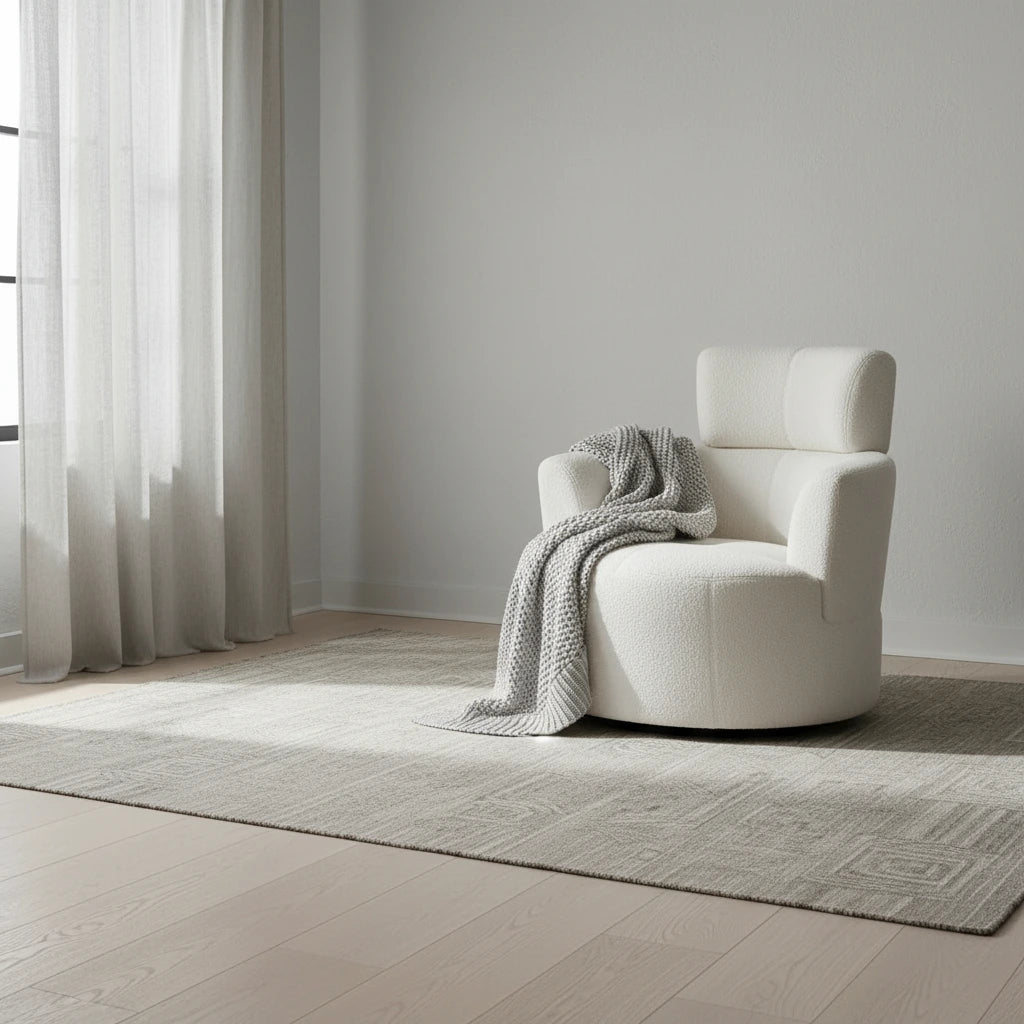 Fauteuil pivotant en polyester avec rotation à 360°, appui-tête réglable et revêtement en polaire berbère - Capacité de 145 kg