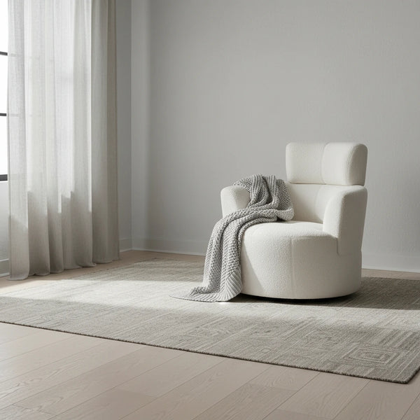 Polyester Barrel Swivel Chair with 360 Rotation, and Adjustable Headrest & Berber Fleece Upholstery - 320lb Capacity