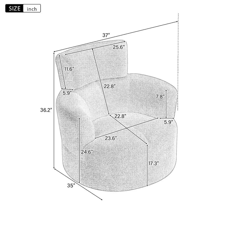 Fauteuil pivotant en polyester avec rotation à 360°, appui-tête réglable et revêtement en polaire berbère - Capacité de 145 kg