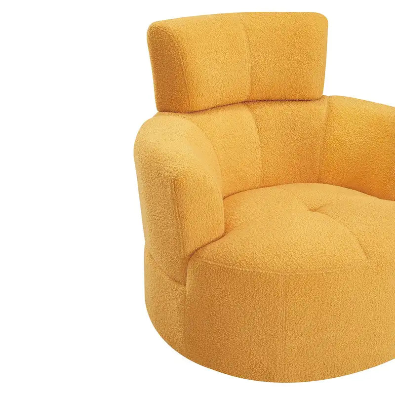 Fauteuil pivotant en polyester avec rotation à 360°, appui-tête réglable et revêtement en polaire berbère - Capacité de 145 kg