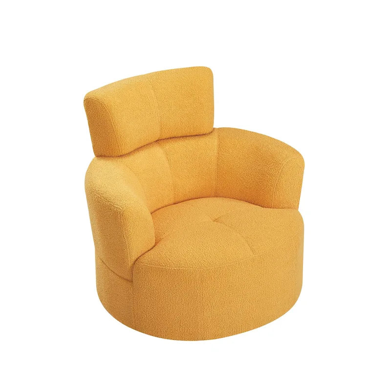 Fauteuil pivotant en polyester avec rotation à 360°, appui-tête réglable et revêtement en polaire berbère - Capacité de 145 kg