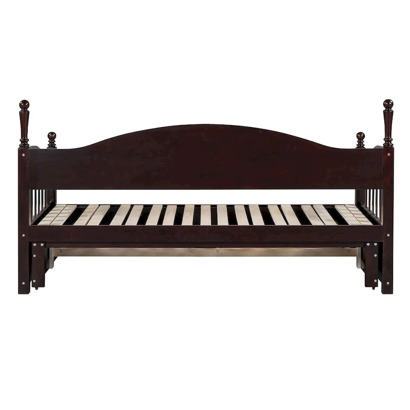 Lit de repos double en bois avec 2 tiroirs et lit gigogne