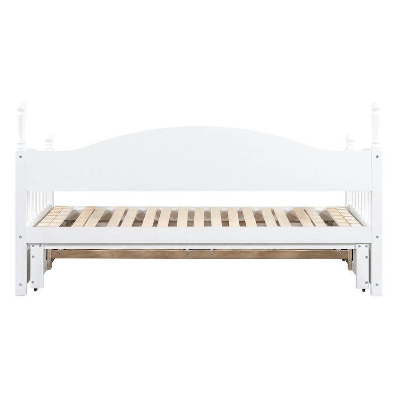 Lit de repos double en bois avec 2 tiroirs et lit gigogne