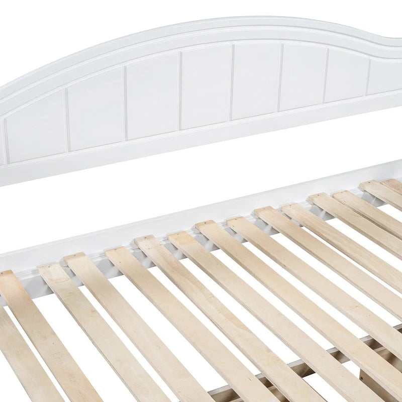 Lit de repos double en bois avec 2 tiroirs et lit gigogne