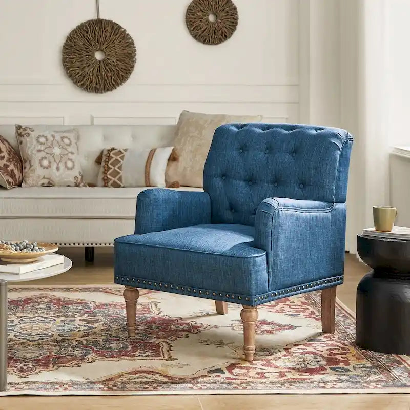 Fauteuil d'appoint classique capitonné avec dossier boutonné par