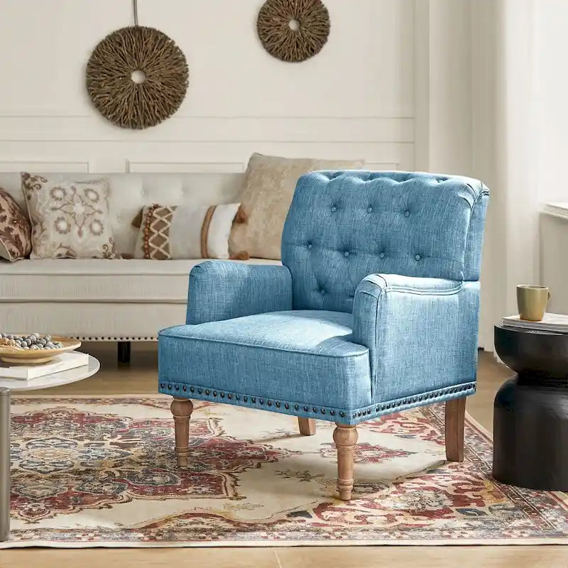 Fauteuil d'appoint classique capitonné avec dossier boutonné par