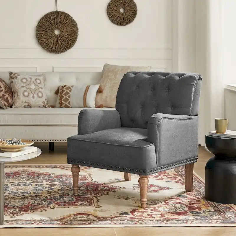 Fauteuil d'appoint classique capitonné avec dossier boutonné par
