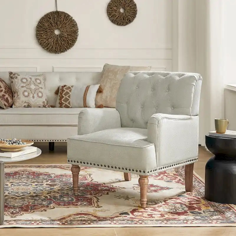 Fauteuil d'appoint classique capitonné avec dossier boutonné par