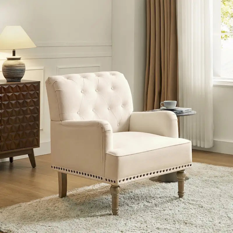 Fauteuil d'appoint classique capitonné avec dossier boutonné par