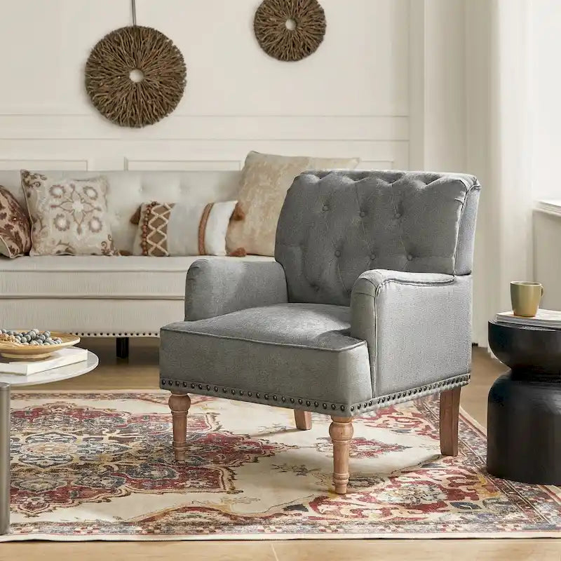 Fauteuil d'appoint classique capitonné avec dossier boutonné par