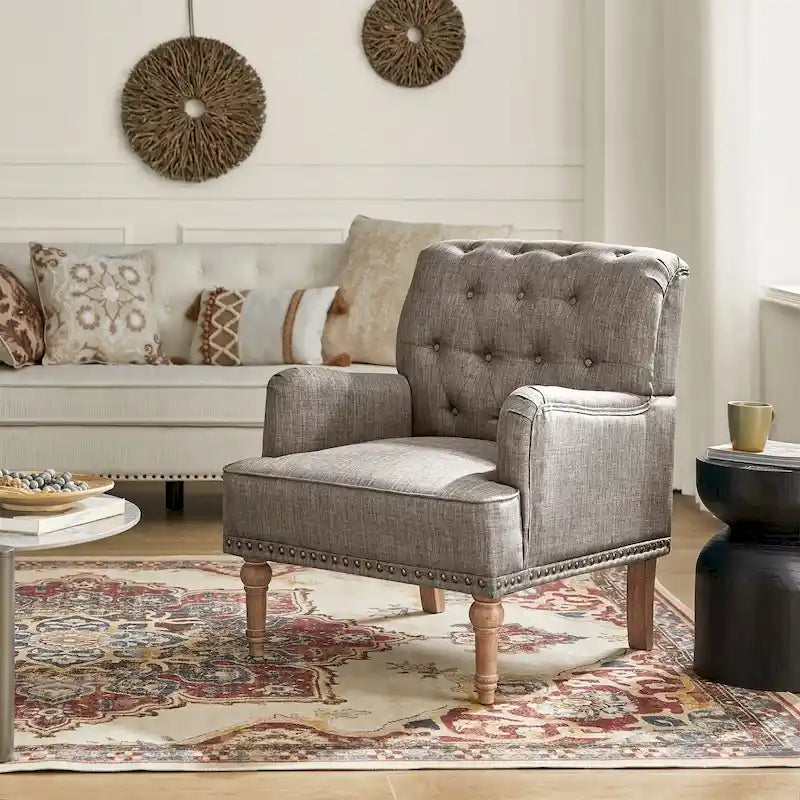 Fauteuil d'appoint classique capitonné avec dossier boutonné par