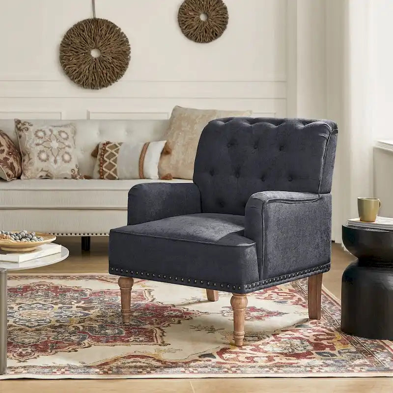 Fauteuil d'appoint classique capitonné avec dossier boutonné par