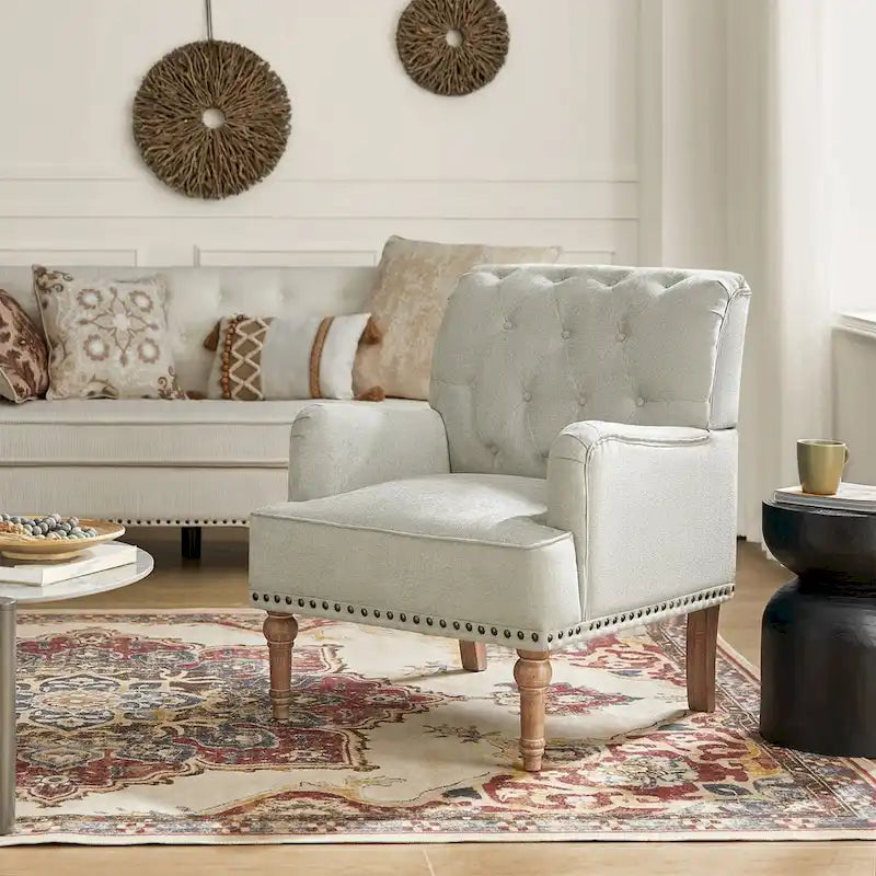 Fauteuil d'appoint classique capitonné avec dossier boutonné par