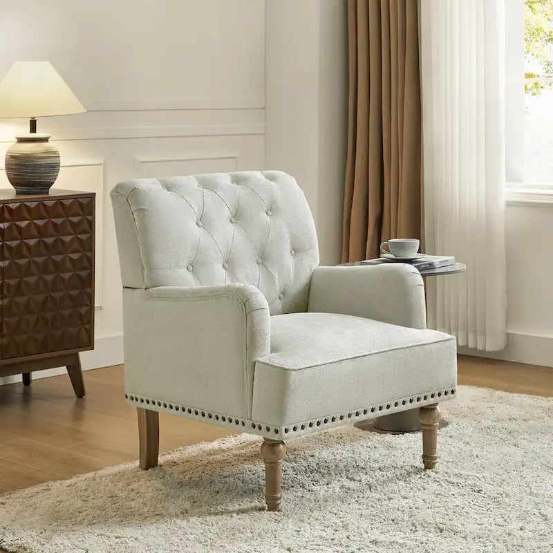 Fauteuil d'appoint classique capitonné avec dossier boutonné par