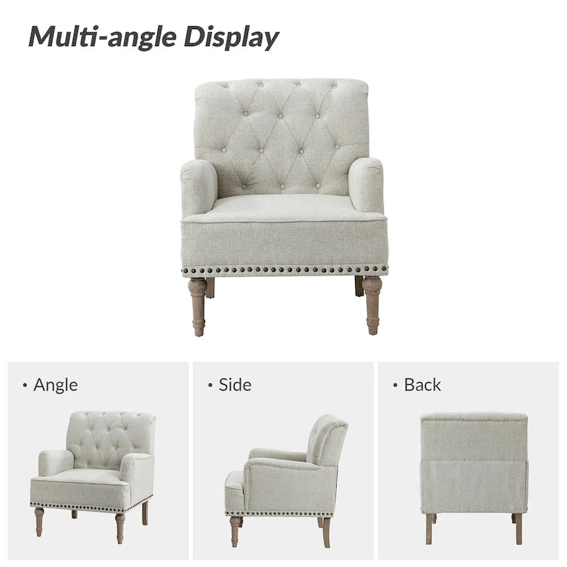 Fauteuil d'appoint classique capitonné avec dossier boutonné par