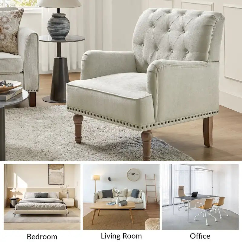 Fauteuil d'appoint classique capitonné avec dossier boutonné par