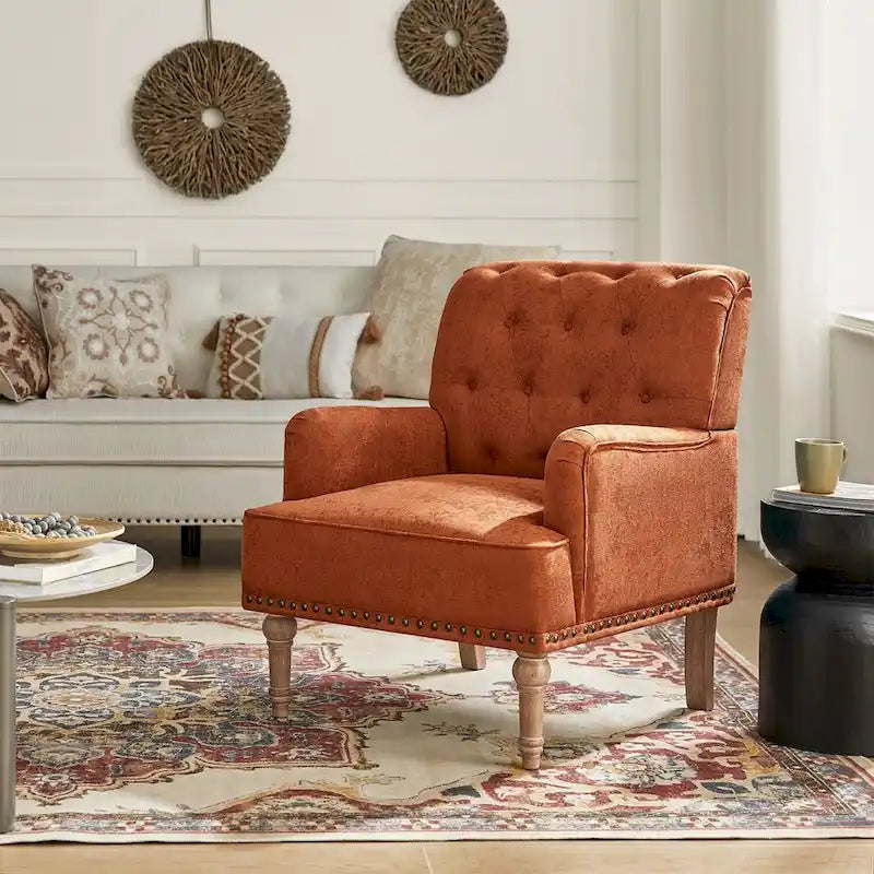 Fauteuil d'appoint classique capitonné avec dossier boutonné par