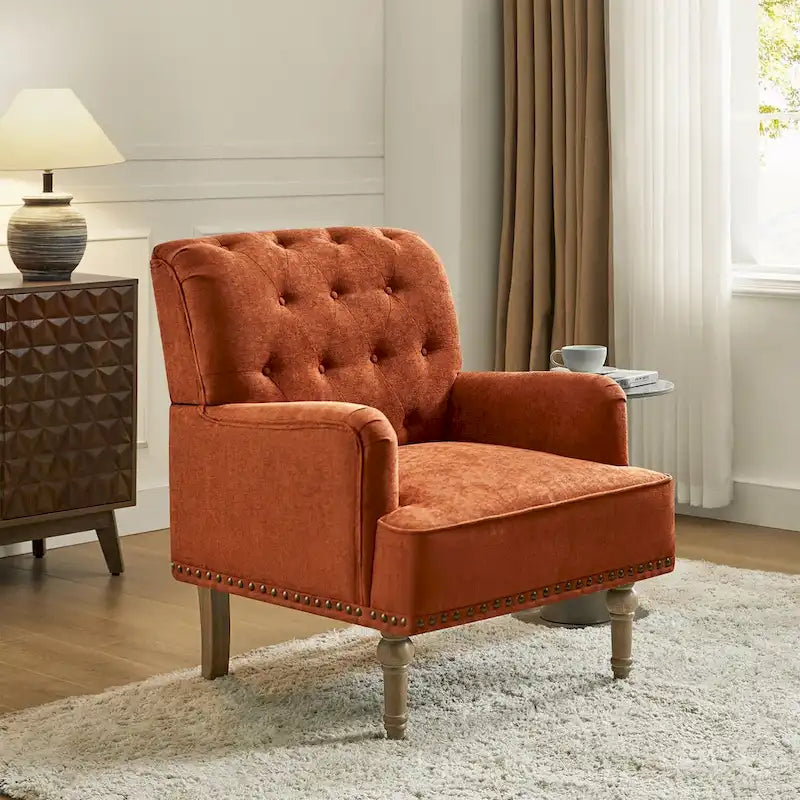 Fauteuil d'appoint classique capitonné avec dossier boutonné par