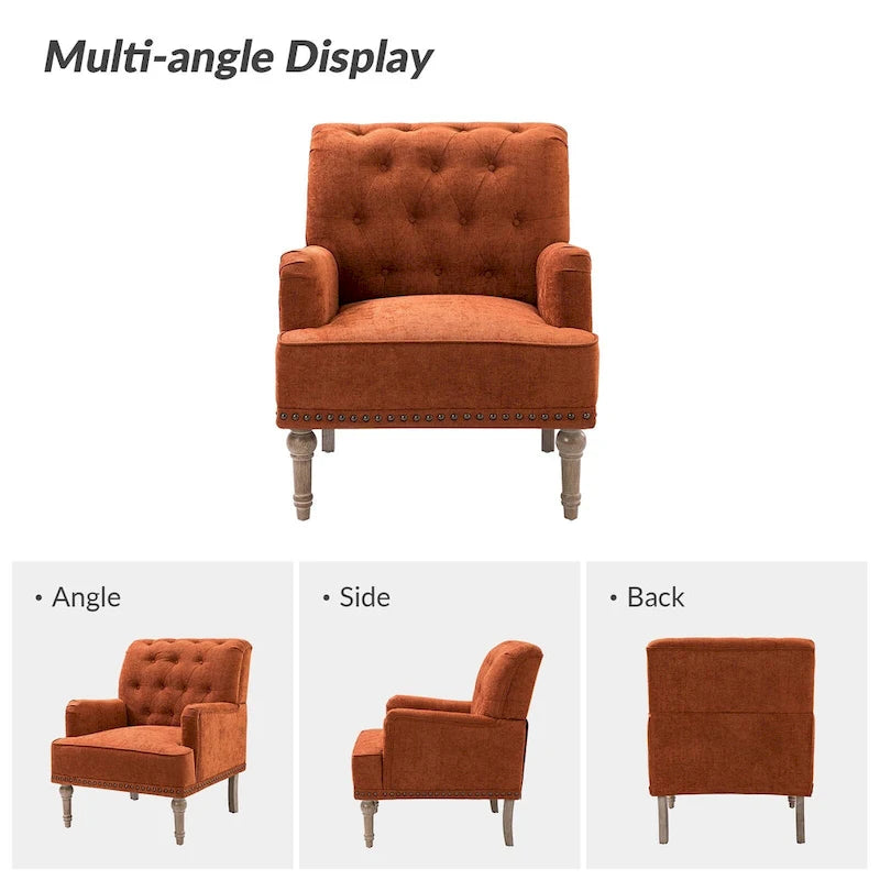 Fauteuil d'appoint classique capitonné avec dossier boutonné par