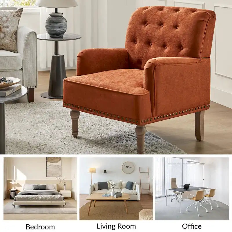Fauteuil d'appoint classique capitonné avec dossier boutonné par