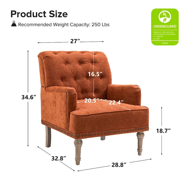 Fauteuil d'appoint classique capitonné avec dossier boutonné par