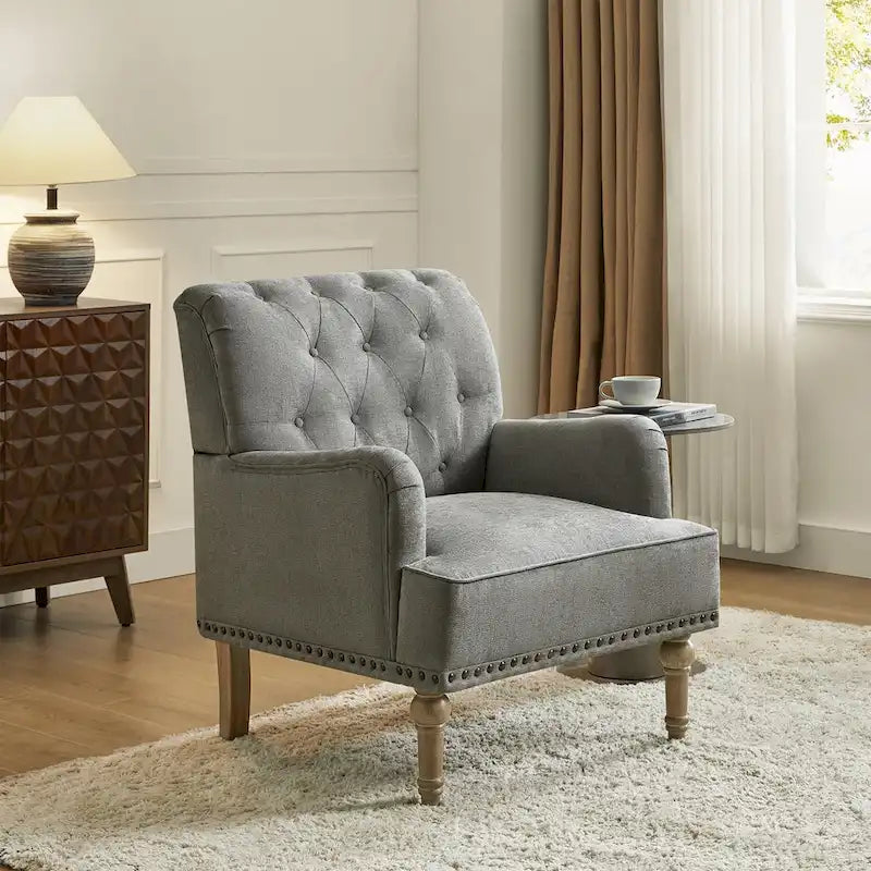 Fauteuil d'appoint classique capitonné avec dossier boutonné par