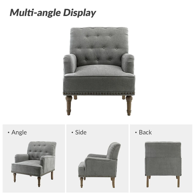 Fauteuil d'appoint classique capitonné avec dossier boutonné par