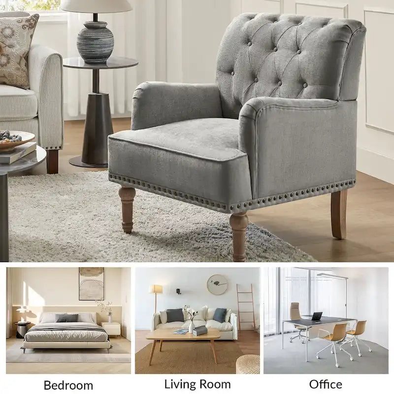 Fauteuil d'appoint classique capitonné avec dossier boutonné par