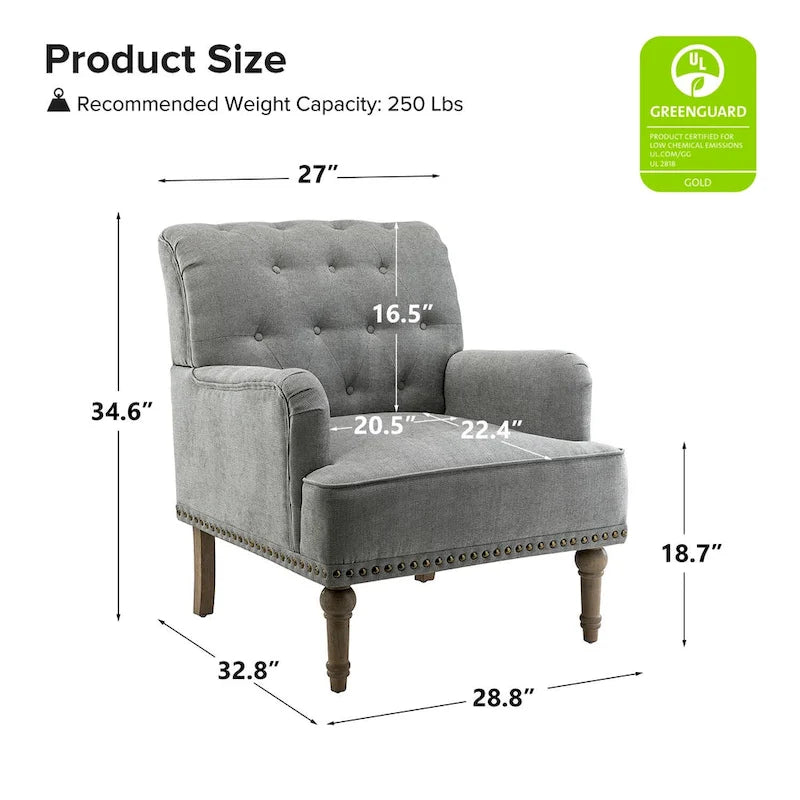 Fauteuil d'appoint classique capitonné avec dossier boutonné par