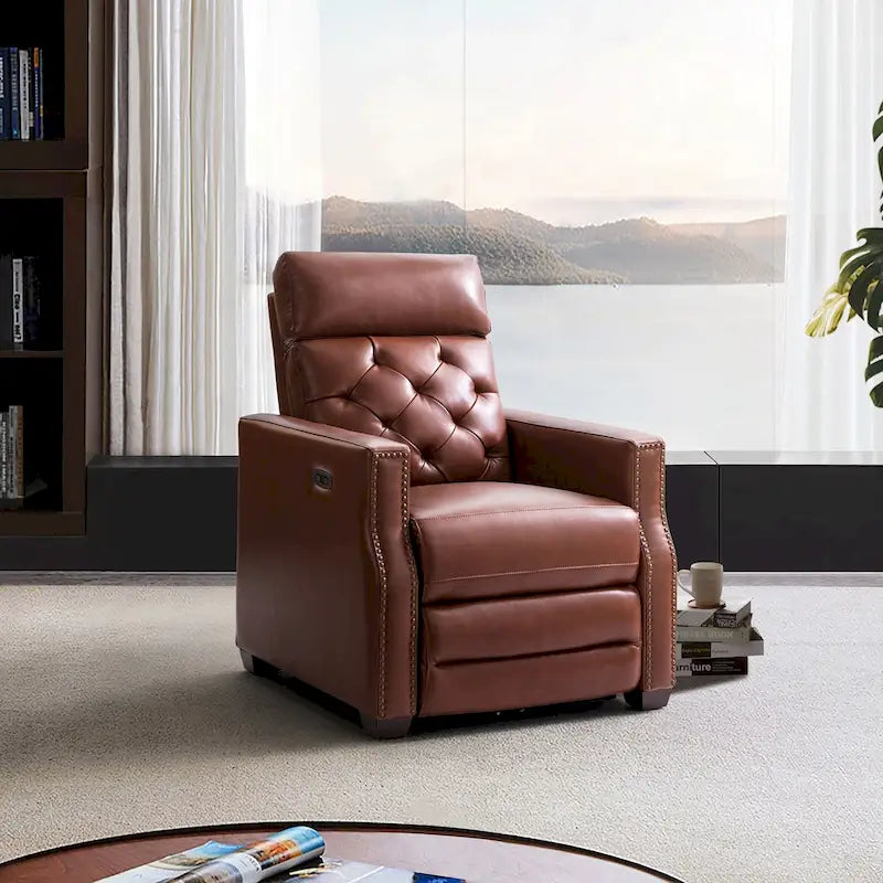 Fauteuil inclinable électrique en cuir véritable de 31,50 de large avec port USB