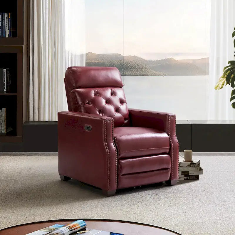 Fauteuil inclinable électrique en cuir véritable de 31,50 de large avec port USB