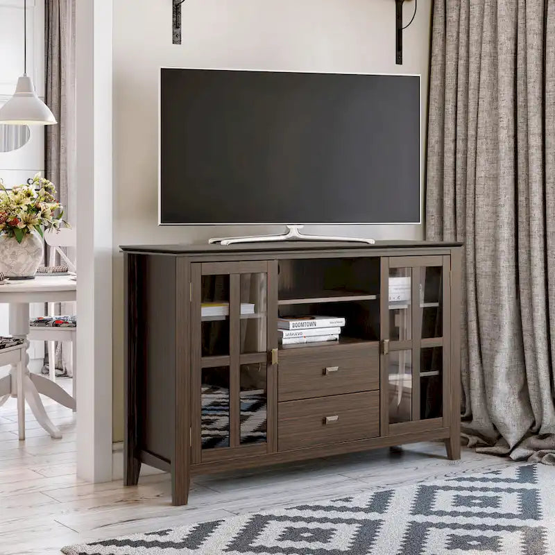 Meuble TV en bois massif de 53 pouces – 53 po de largeur