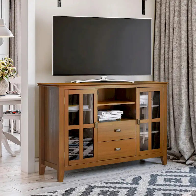 Meuble TV en bois massif de 53 pouces – 53 po de largeur