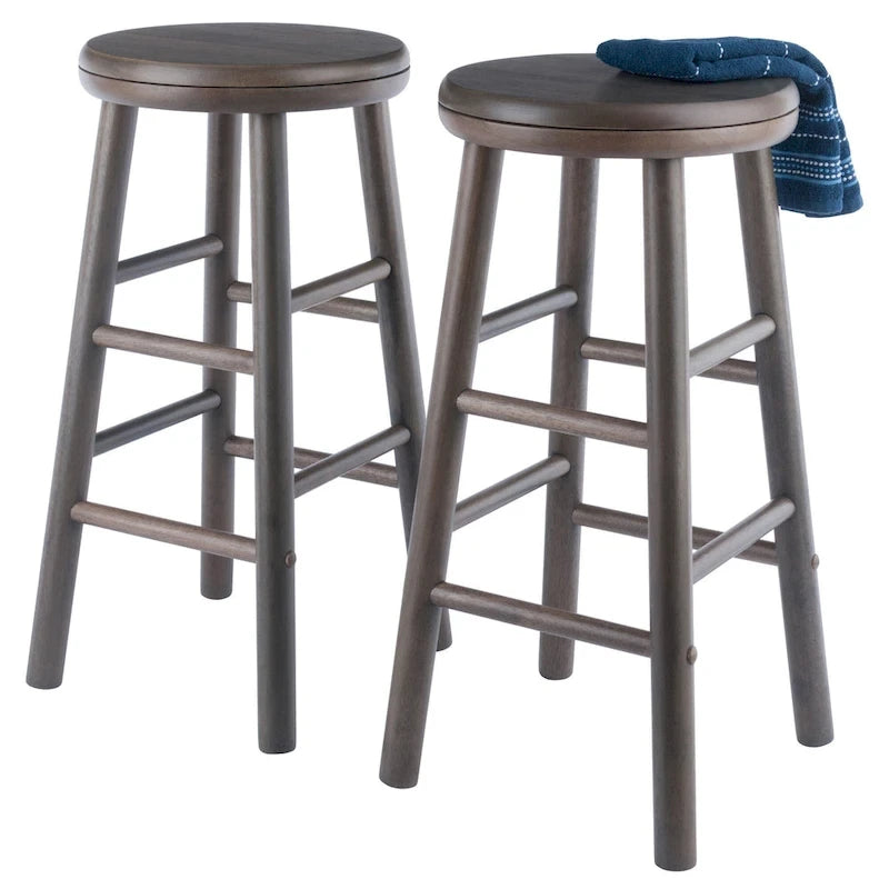 Ensemble de 2 tabourets de comptoir pivotants, gris huître