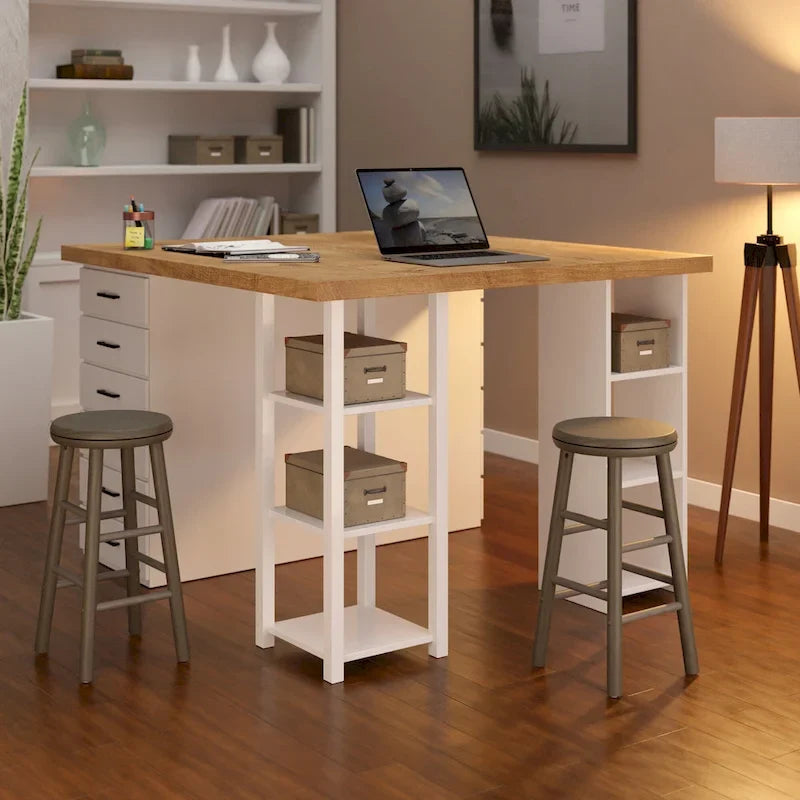 Ensemble de 2 tabourets de comptoir pivotants, gris huître