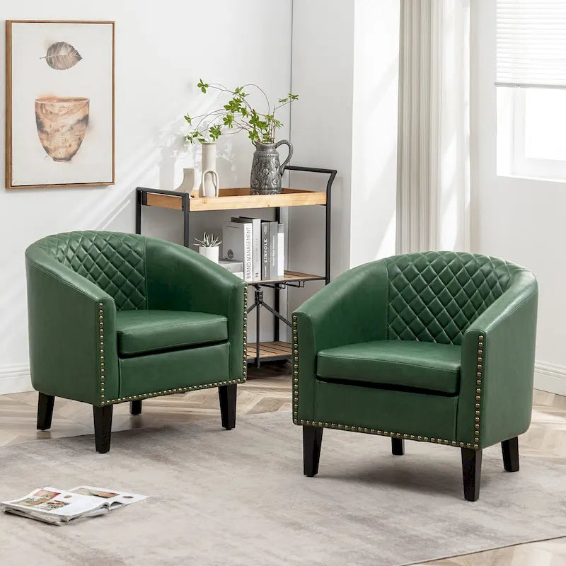 Fauteuil de club en similicuir avec clous décoratifs, 29 po, ensemble de 2