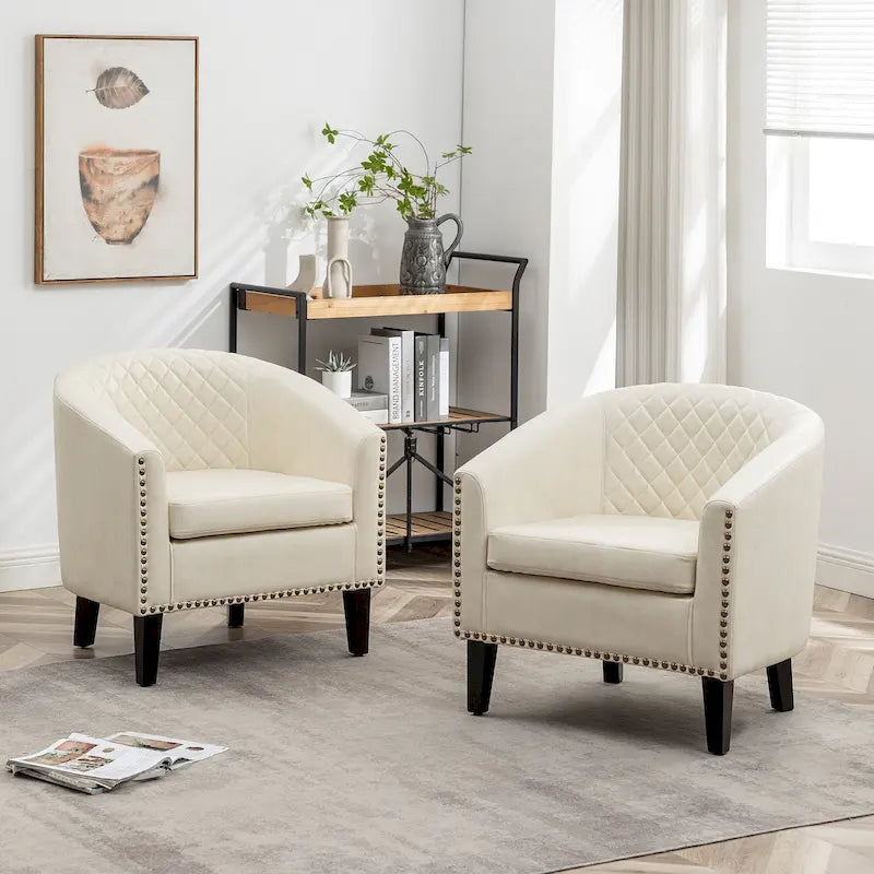 Fauteuil de club en similicuir avec clous décoratifs, 29 po, ensemble de 2