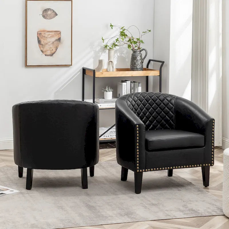 Fauteuil de club en similicuir avec clous décoratifs, 29 po, ensemble de 2