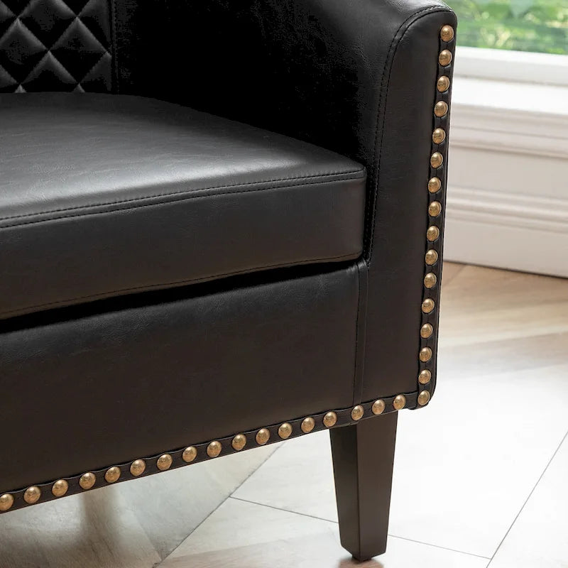Fauteuil de club en similicuir avec clous décoratifs, 29 po, ensemble de 2