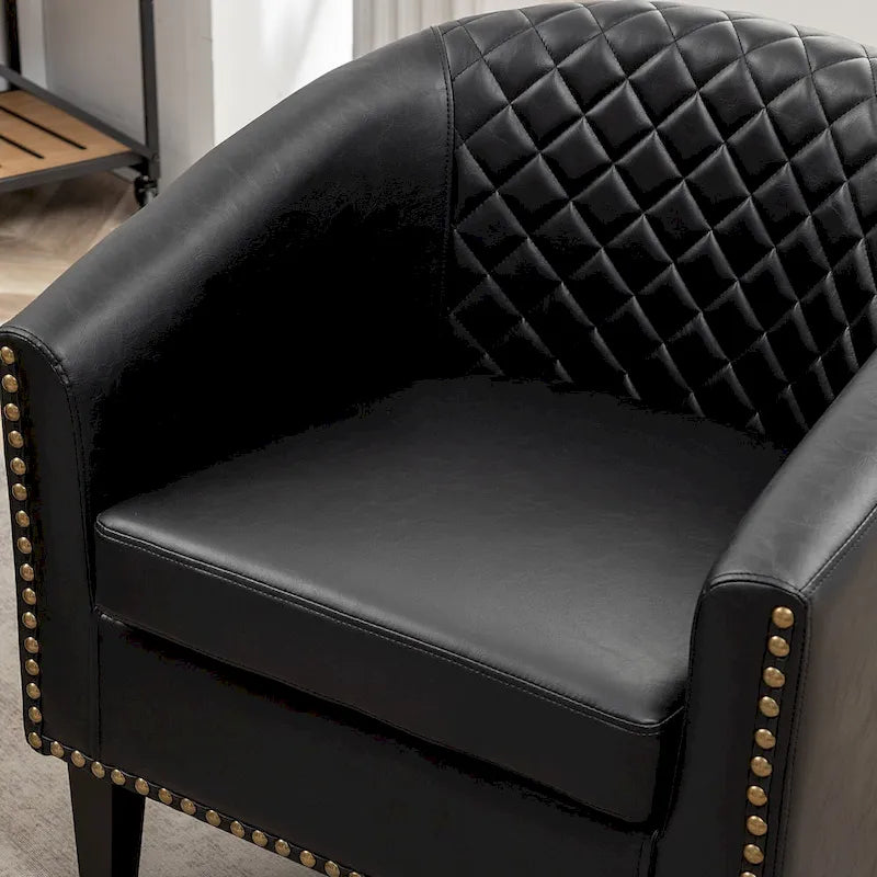 Fauteuil de club en similicuir avec clous décoratifs, 29 po, ensemble de 2