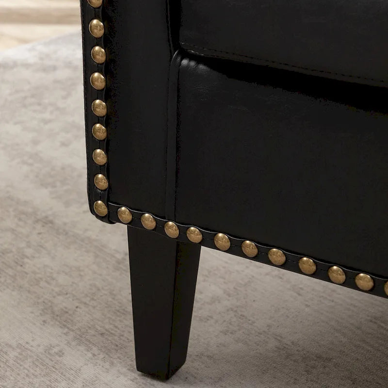 Fauteuil de club en similicuir avec clous décoratifs, 29 po, ensemble de 2