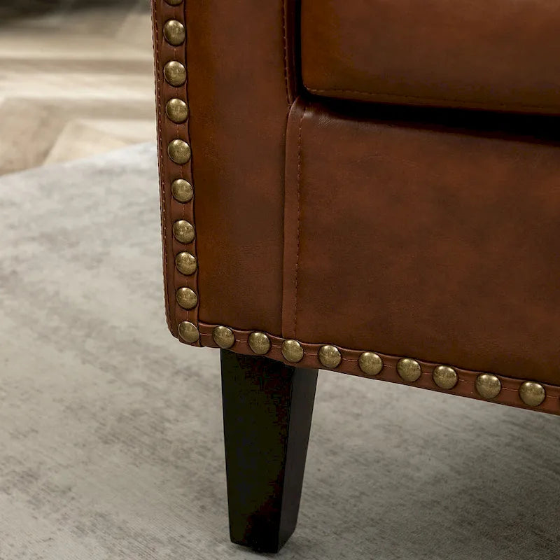 Fauteuil de club en similicuir avec clous décoratifs, 29 po, ensemble de 2